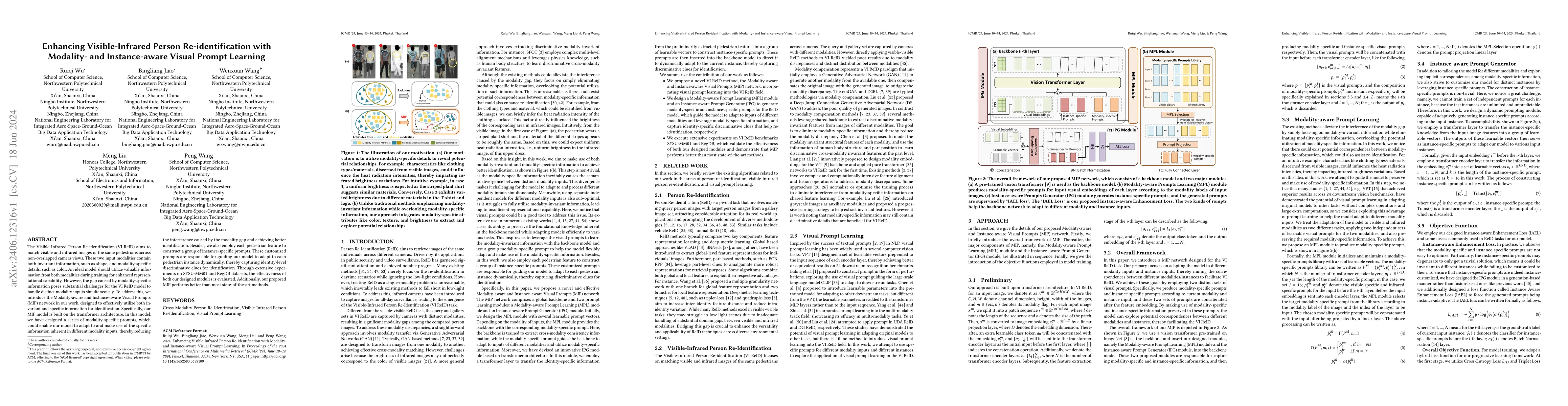 Thumbnail for Enhancing Visible-Infrared Person Re-identification with Modality- and
  Instance-aware Visual Prompt Learning