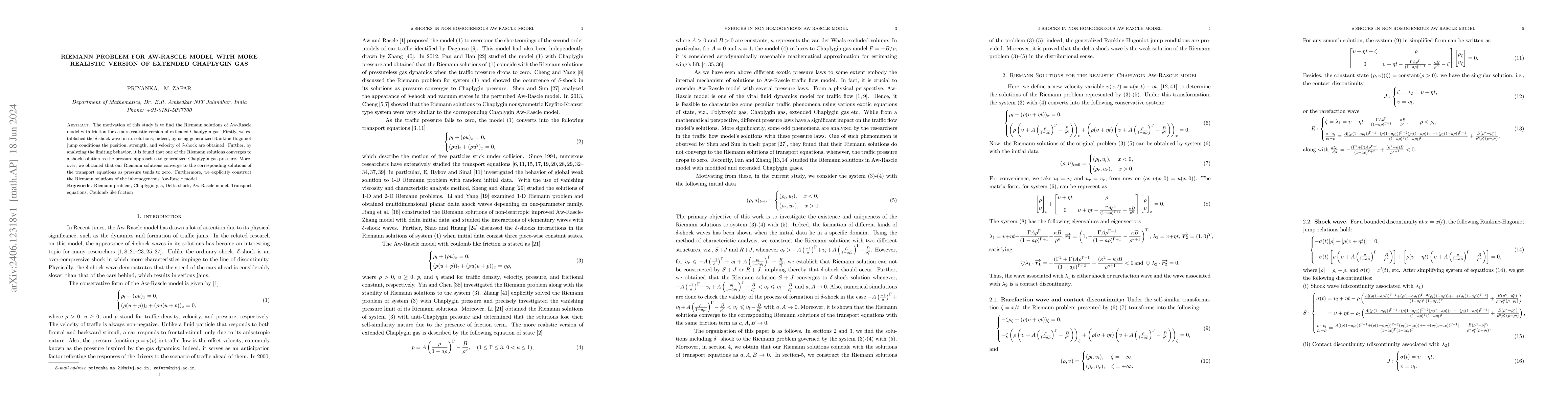 Thumbnail for Riemann problem for Aw-Rascle model with more realistic version of
  extended Chaplygin gas