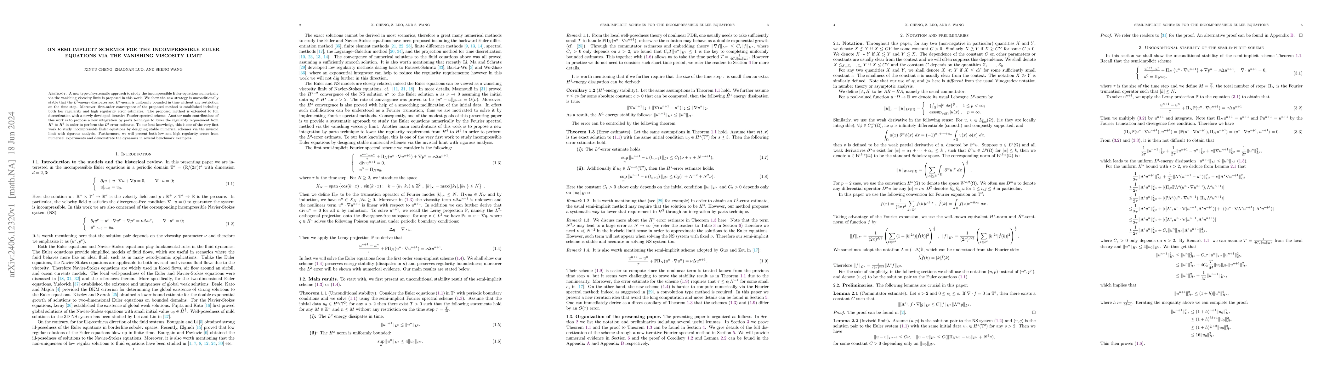 Thumbnail for On semi-implicit schemes for the incompressible Euler equations via the
  vanishing viscosity limit