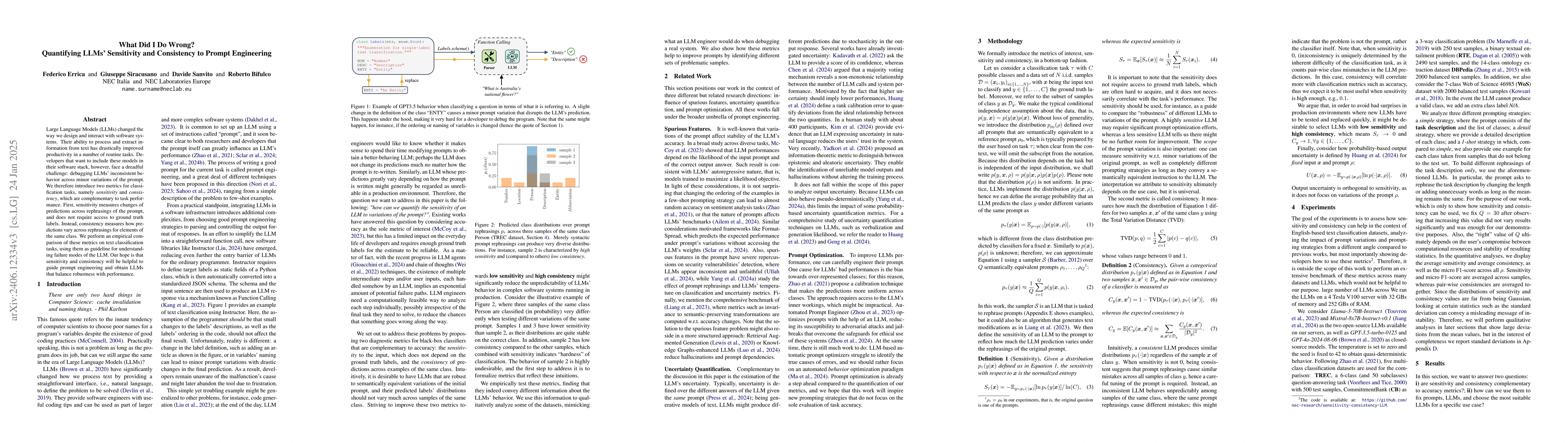Thumbnail for What Did I Do Wrong? Quantifying LLMs' Sensitivity and Consistency to
  Prompt Engineering