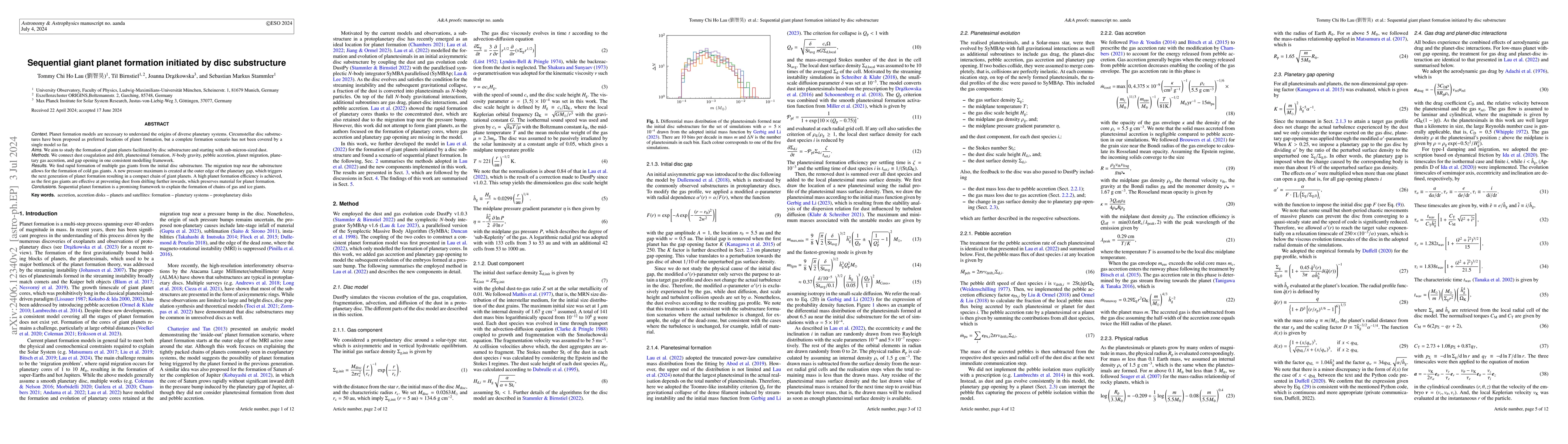 Thumbnail for Sequential giant planet formation initiated by disc substructure