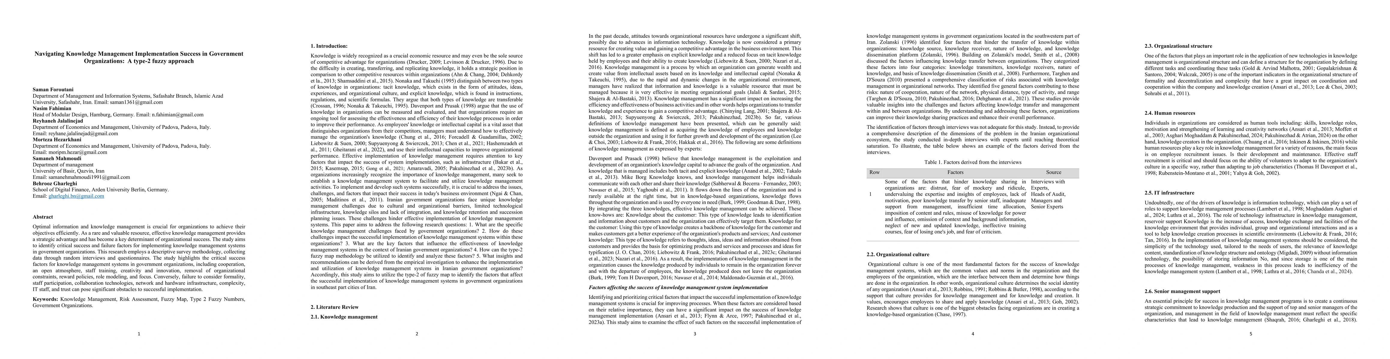 Thumbnail for Navigating Knowledge Management Implementation Success in Government
  Organizations: A type-2 fuzzy approach