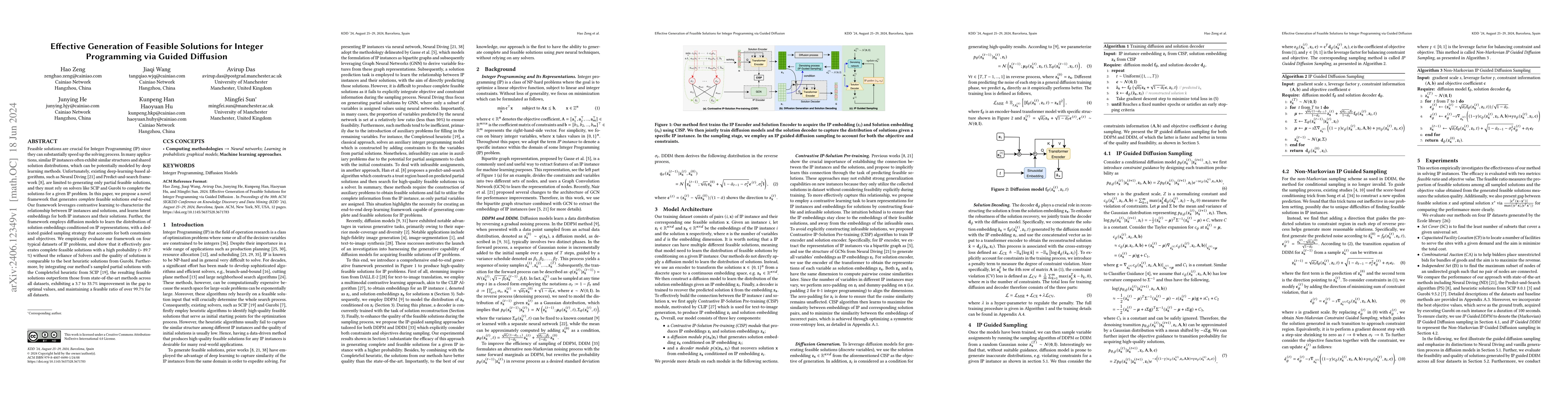 Thumbnail for Effective Generation of Feasible Solutions for Integer Programming via
  Guided Diffusion