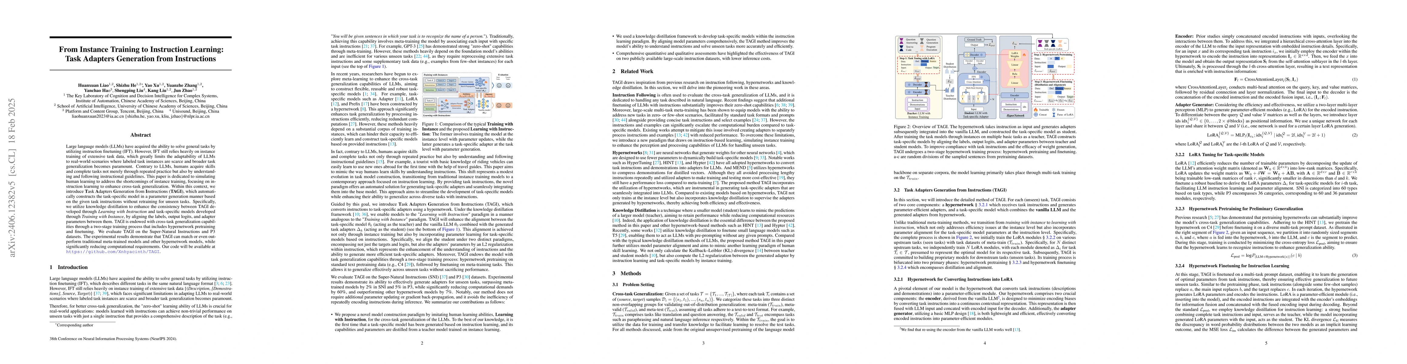 Thumbnail for From Instance Training to Instruction Learning: Task Adapters Generation
  from Instructions