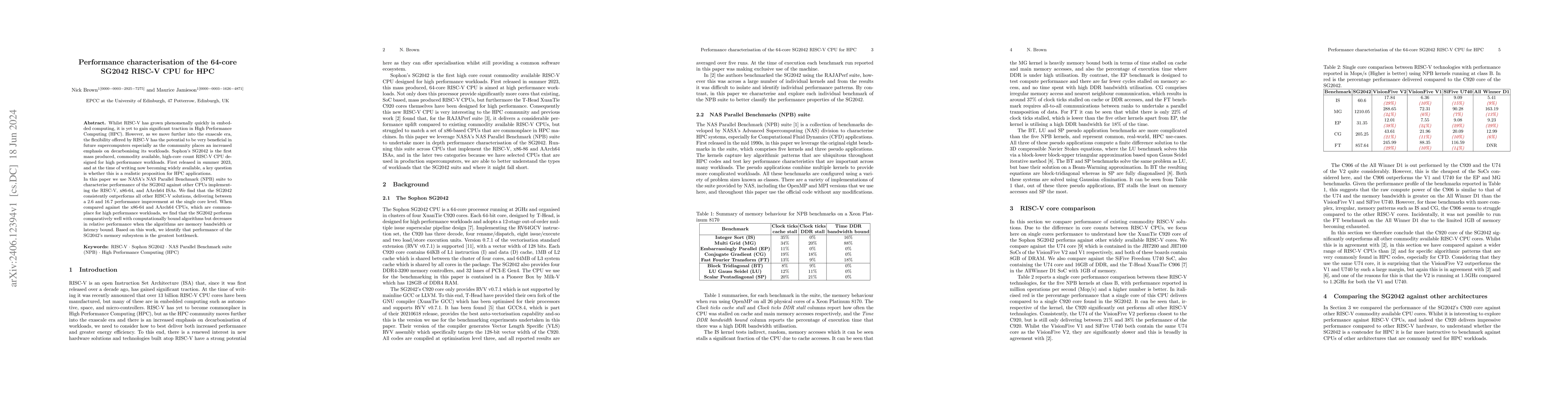 Thumbnail for Performance characterisation of the 64-core SG2042 RISC-V CPU for HPC