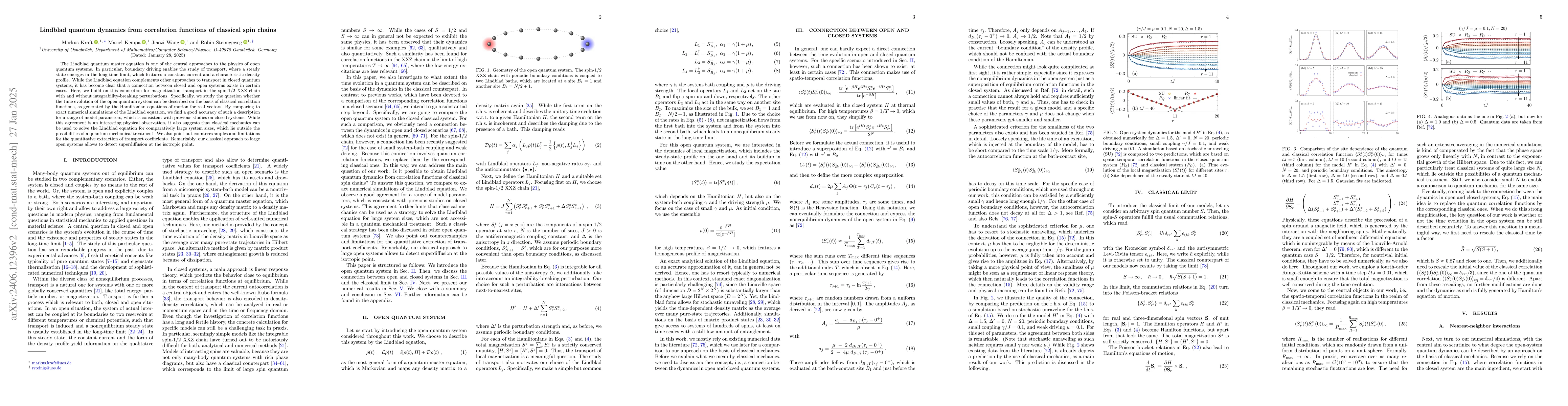 Thumbnail for Lindblad quantum dynamics from correlation functions of classical spin
  chains