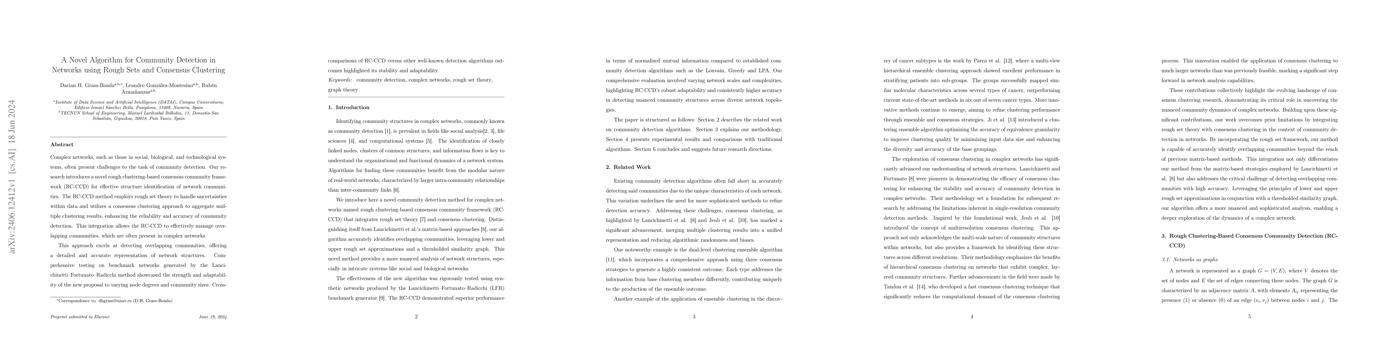 Thumbnail for A Novel Algorithm for Community Detection in Networks using Rough Sets
  and Consensus Clustering