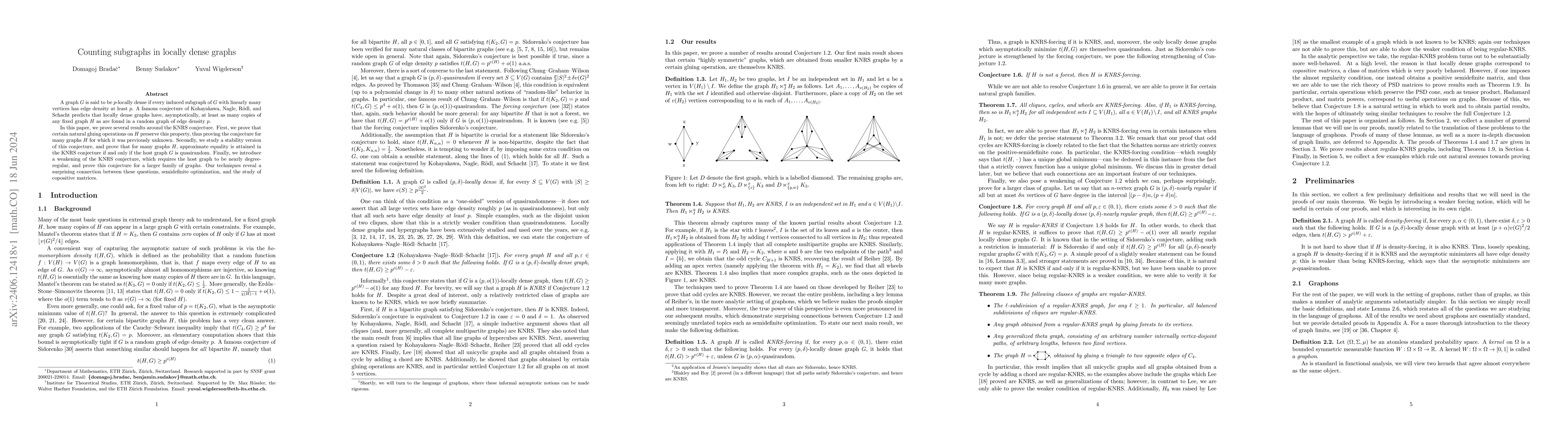Thumbnail for Counting subgraphs in locally dense graphs