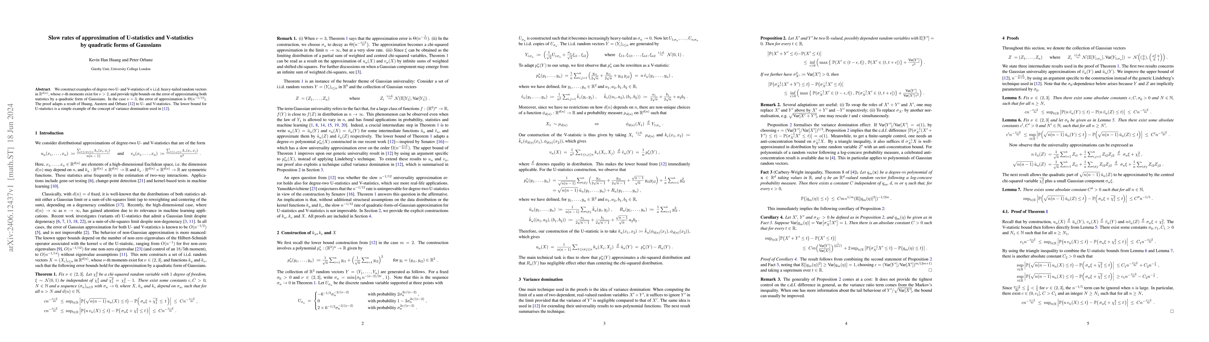 Thumbnail for Slow rates of approximation of U-statistics and V-statistics by
  quadratic forms of Gaussians