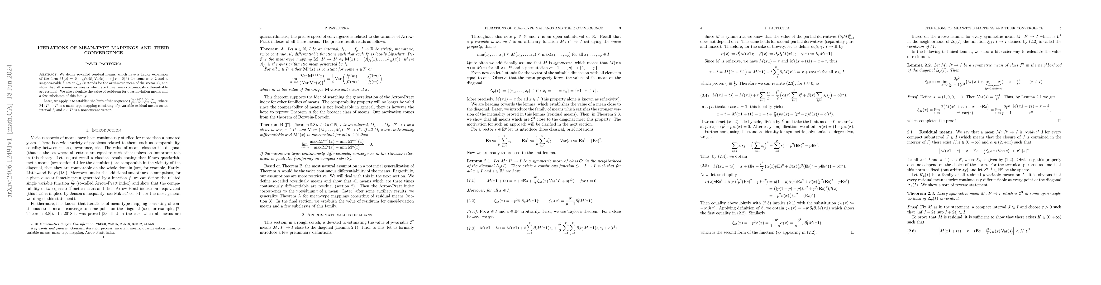 Thumbnail for Iterations of mean-type mappings and their convergence