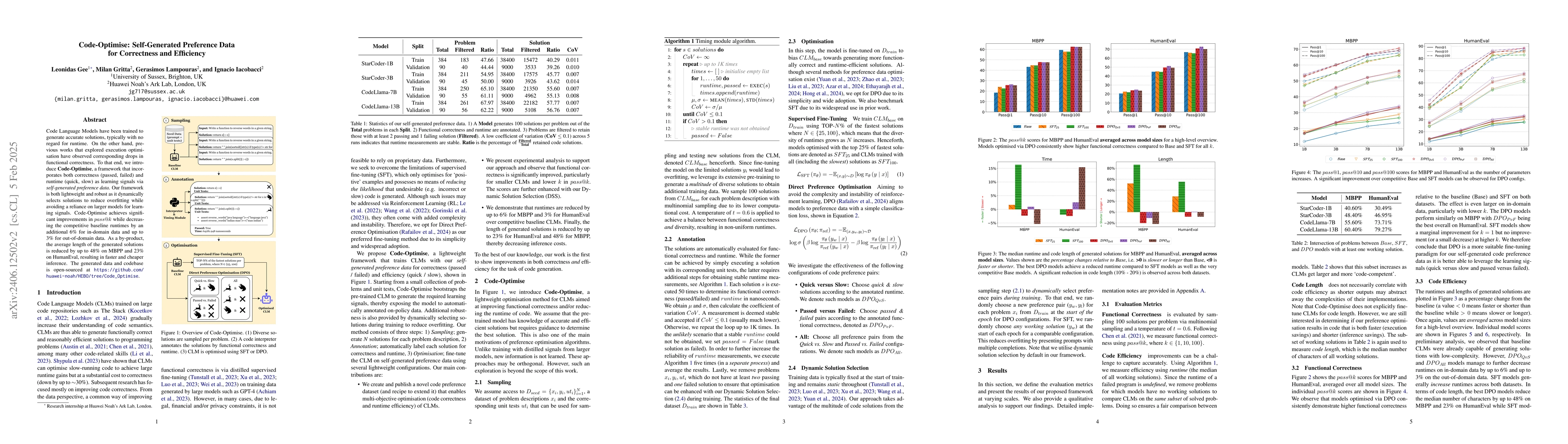Thumbnail for Code-Optimise: Self-Generated Preference Data for Correctness and
  Efficiency