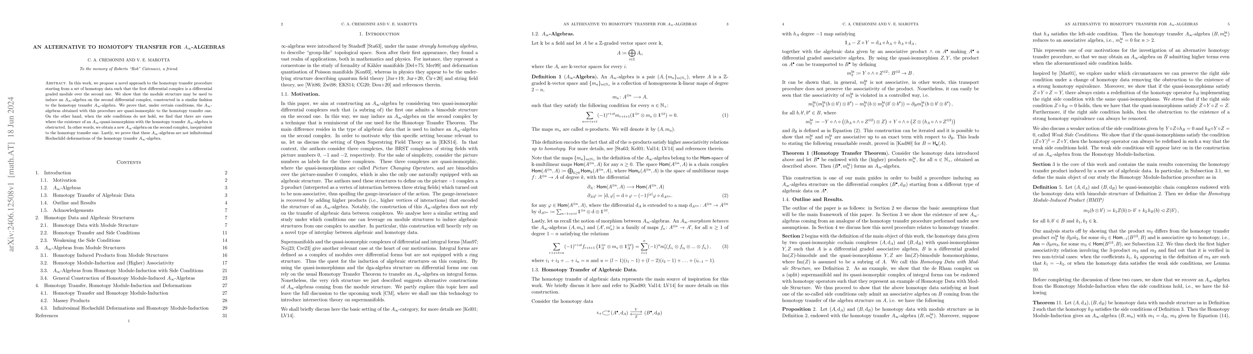 Thumbnail for An Alternative to Homotopy Transfer for $A_\infty$-Algebras