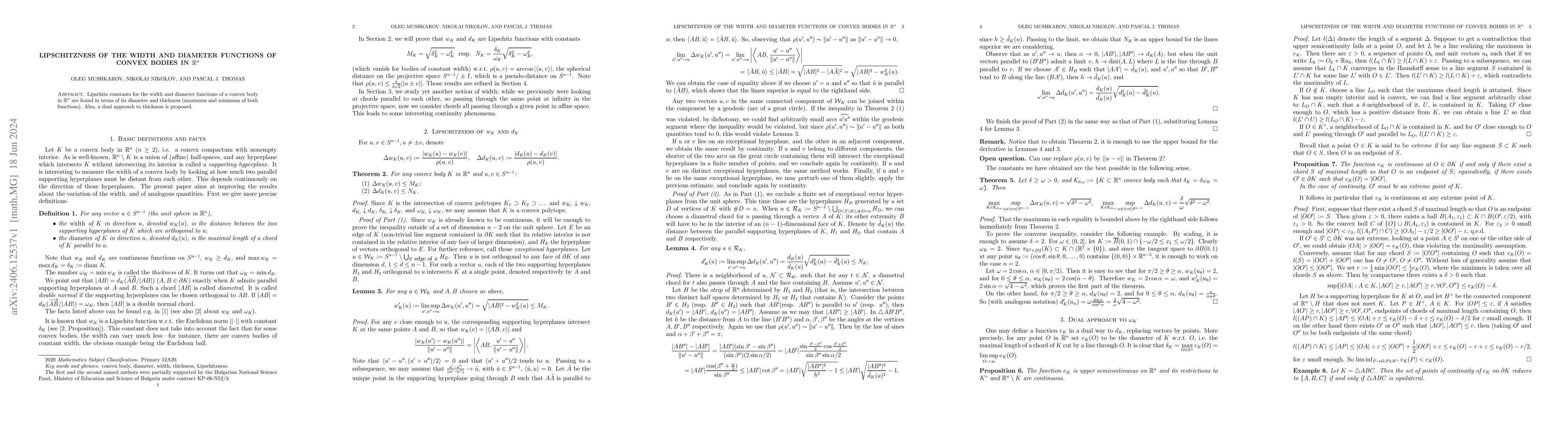Thumbnail for Lipschitzness of the width and diameter functions of convex bodies in
  $\mathbb R^n$