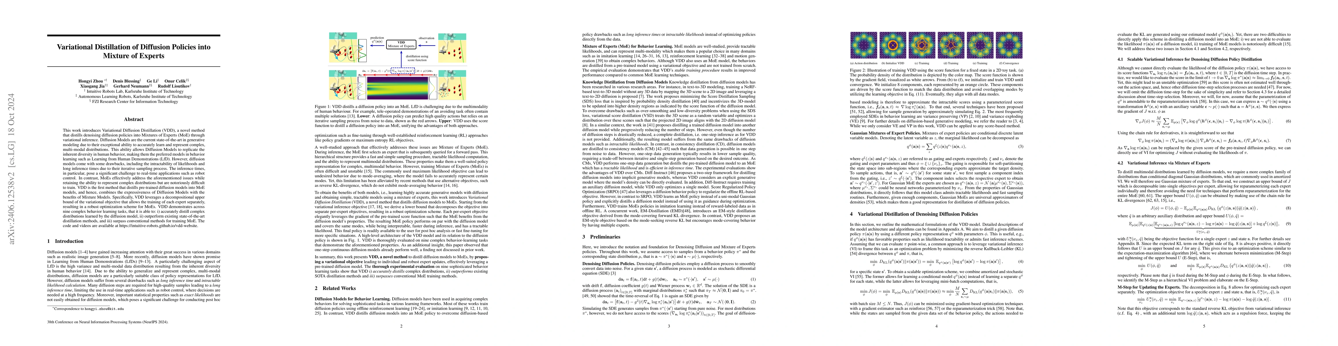 Thumbnail for Variational Distillation of Diffusion Policies into Mixture of Experts