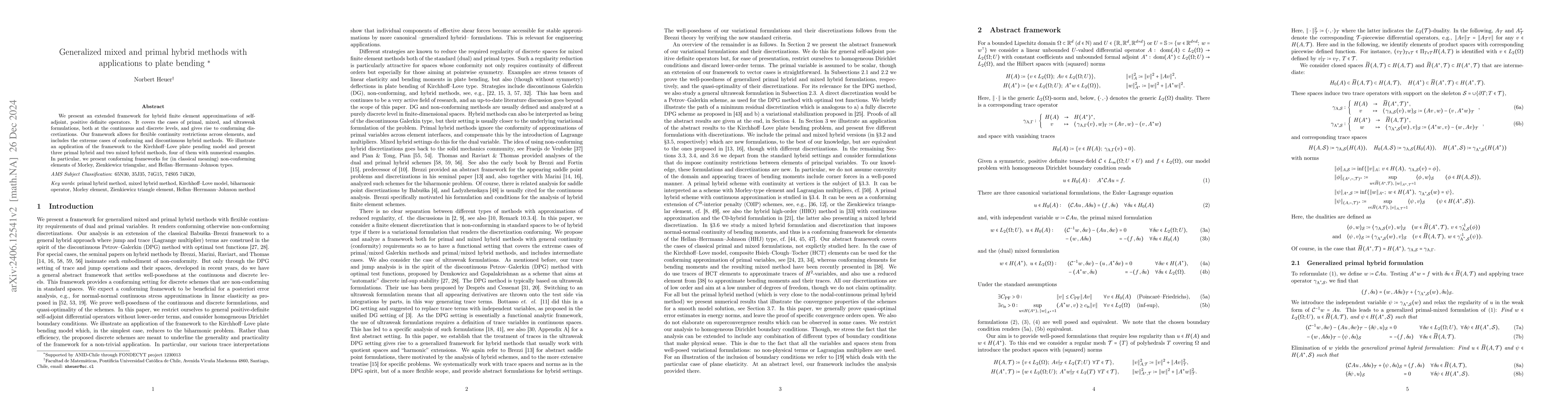 Thumbnail for Generalized mixed and primal hybrid methods with applications to plate
  bending