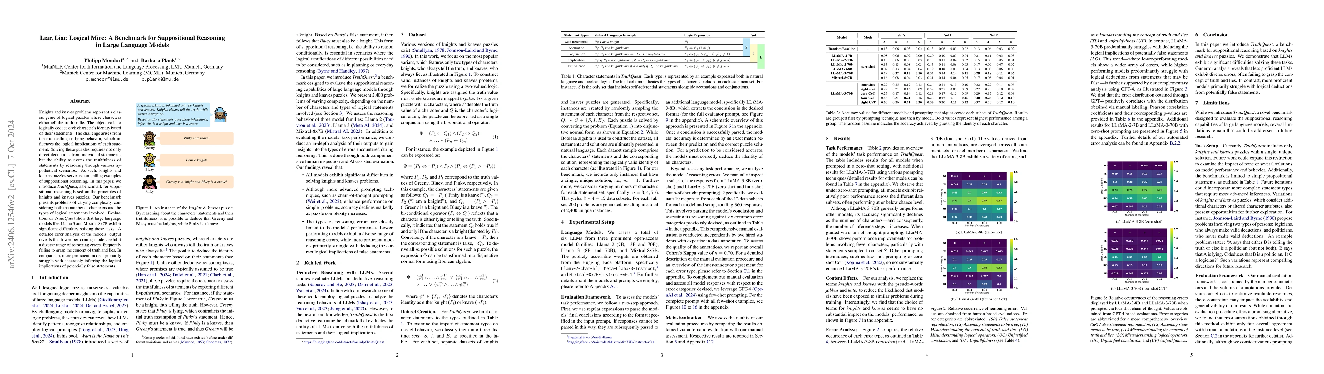 Thumbnail for Liar, Liar, Logical Mire: A Benchmark for Suppositional Reasoning in
  Large Language Models