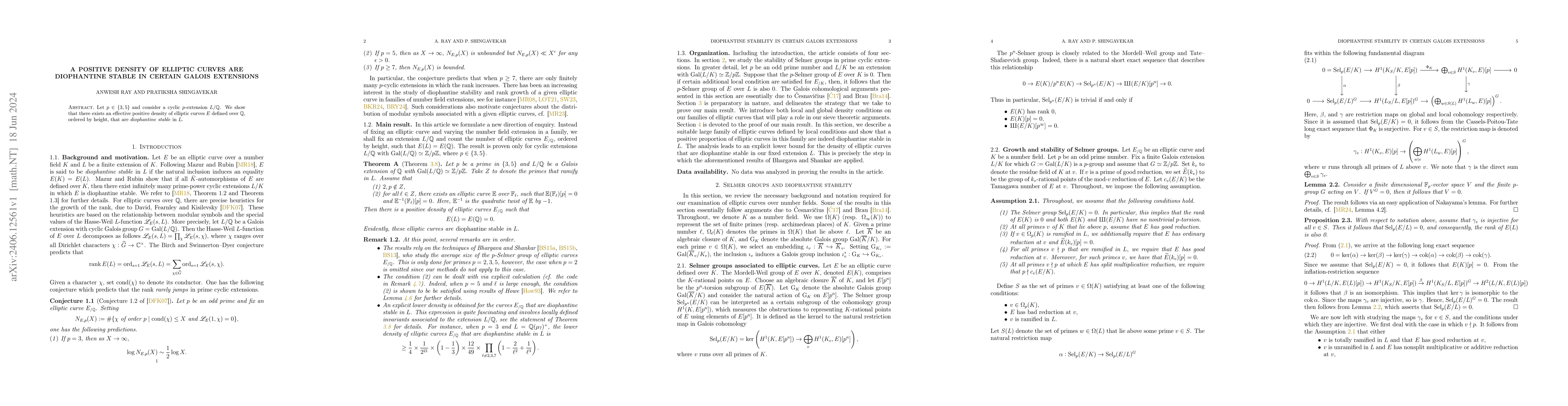 Thumbnail for A positive density of elliptic curves are diophantine stable in certain
  Galois extensions