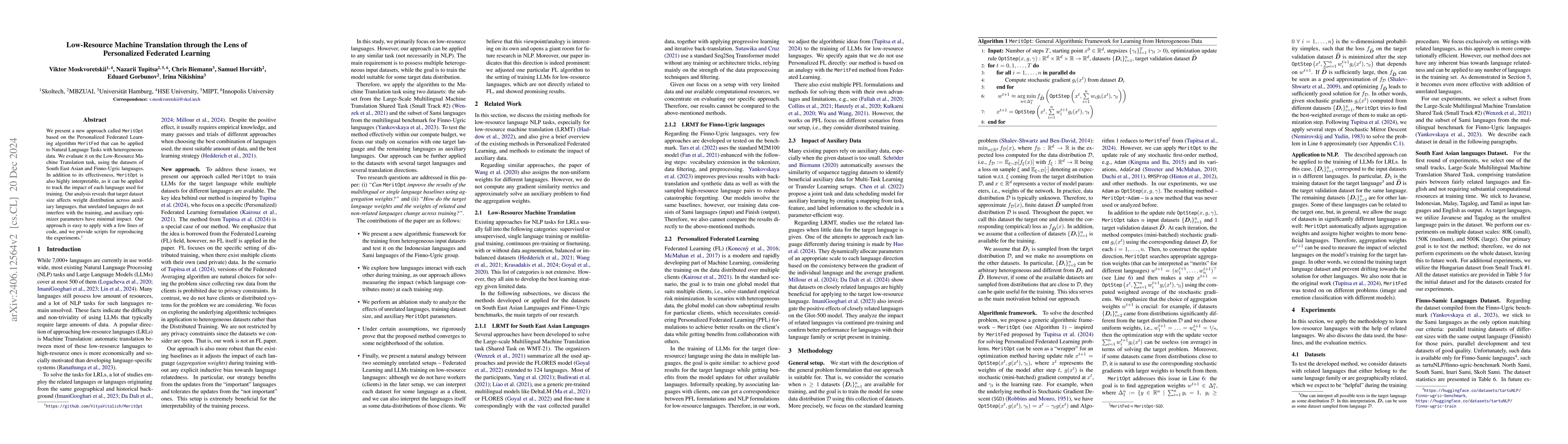 Thumbnail for Low-Resource Machine Translation through the Lens of Personalized
  Federated Learning