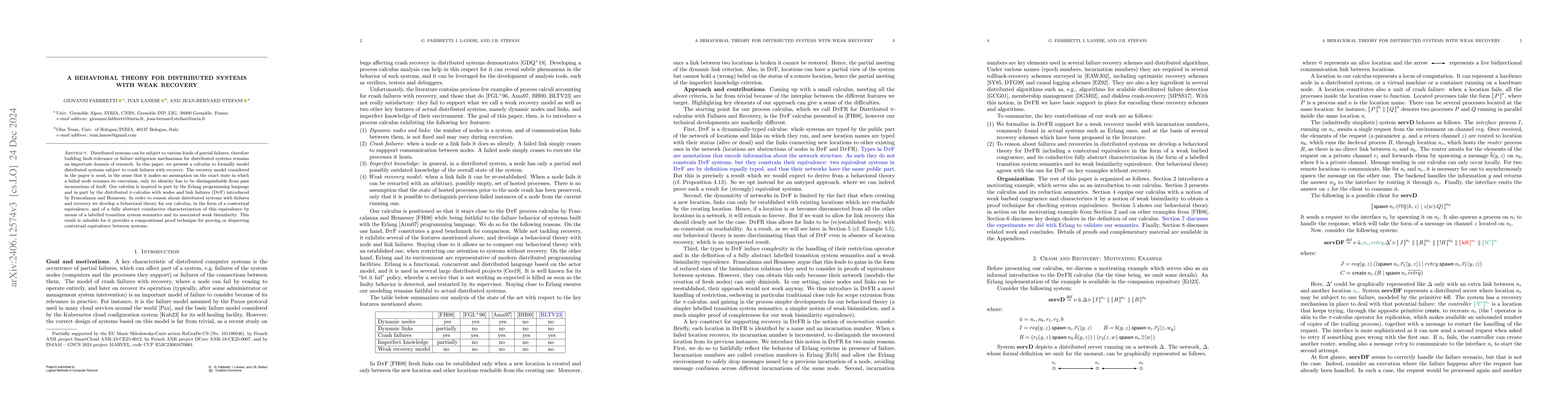 Thumbnail for A Behavioral Theory for Distributed Systems with Weak Recovery