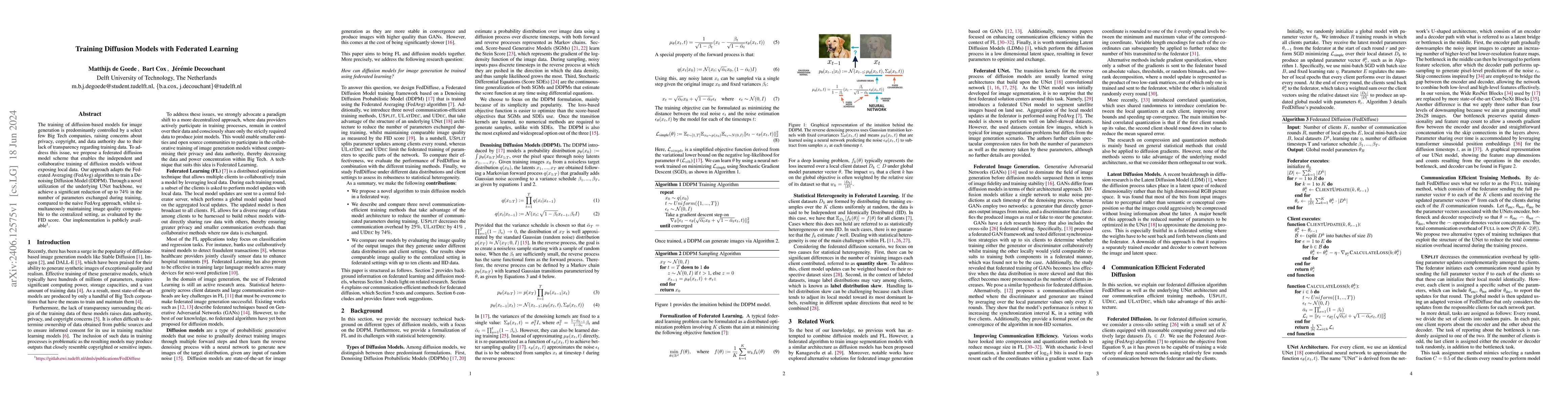 Thumbnail for Training Diffusion Models with Federated Learning