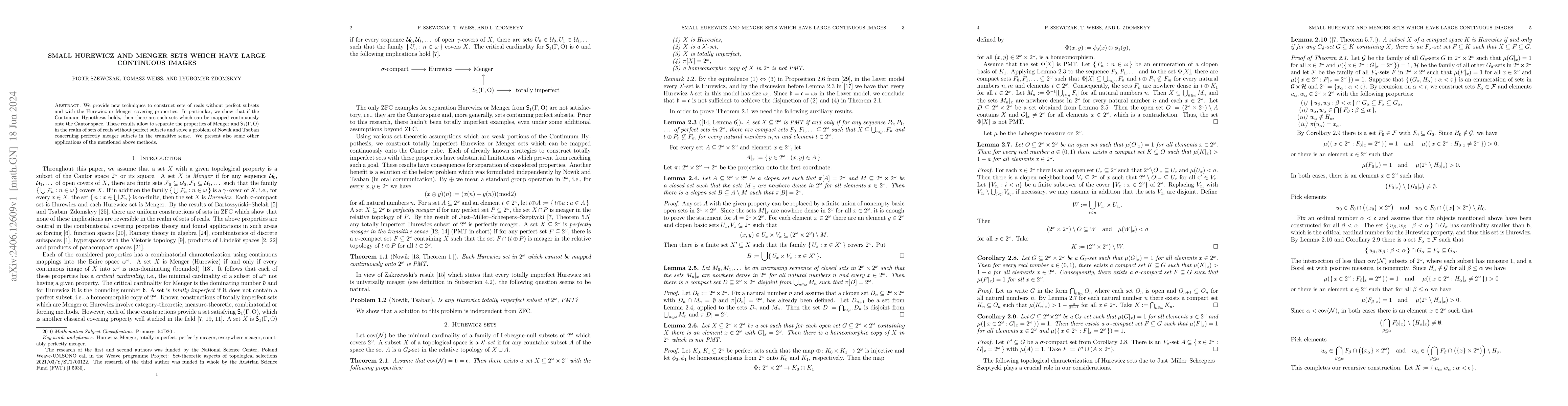 Thumbnail for Small Hurewicz and Menger sets which have large continuous images