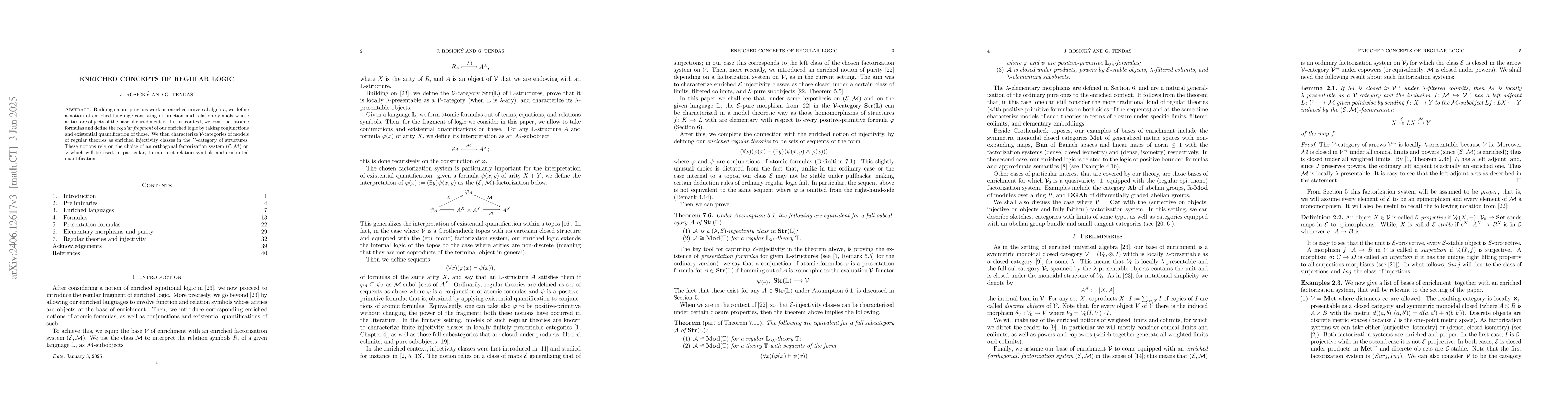 Thumbnail for Enriched concepts of regular logic