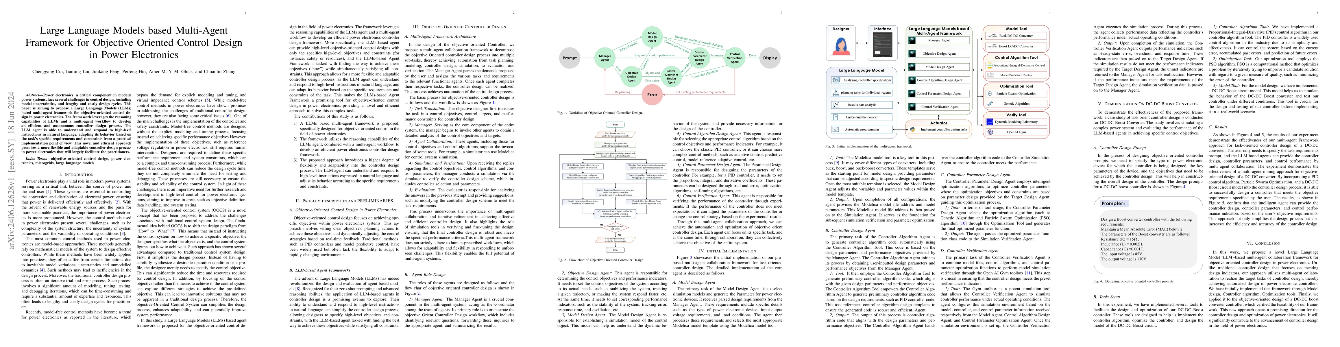 Thumbnail for Large Language Models based Multi-Agent Framework for Objective Oriented
  Control Design in Power Electronics