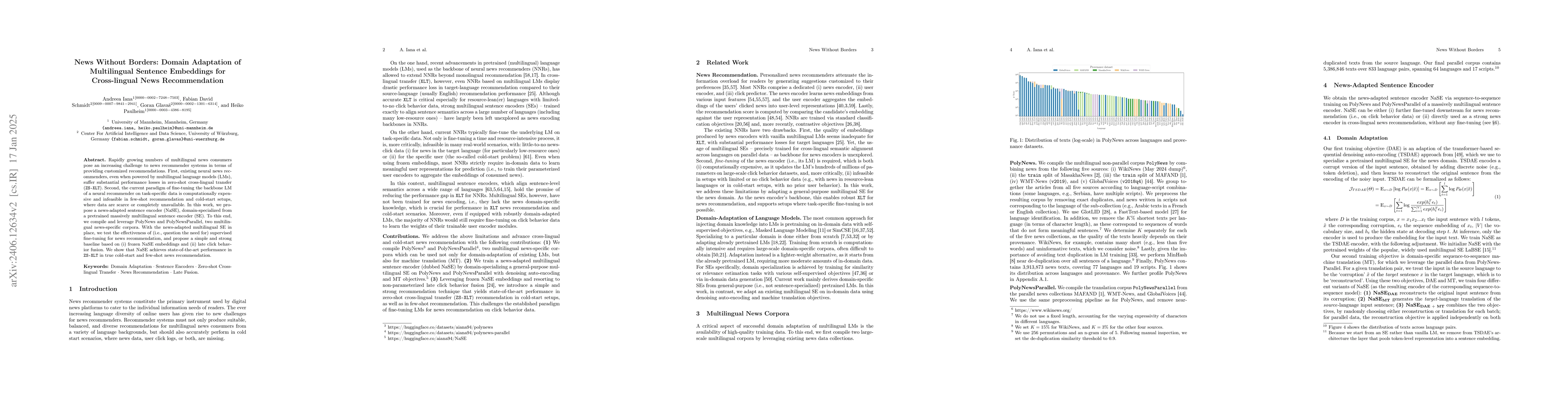 Thumbnail for News Without Borders: Domain Adaptation of Multilingual Sentence
  Embeddings for Cross-lingual News Recommendation