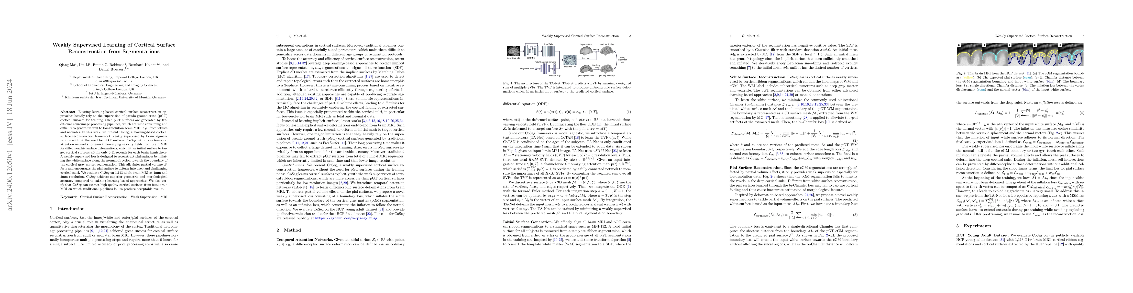 Thumbnail for Weakly Supervised Learning of Cortical Surface Reconstruction from
  Segmentations