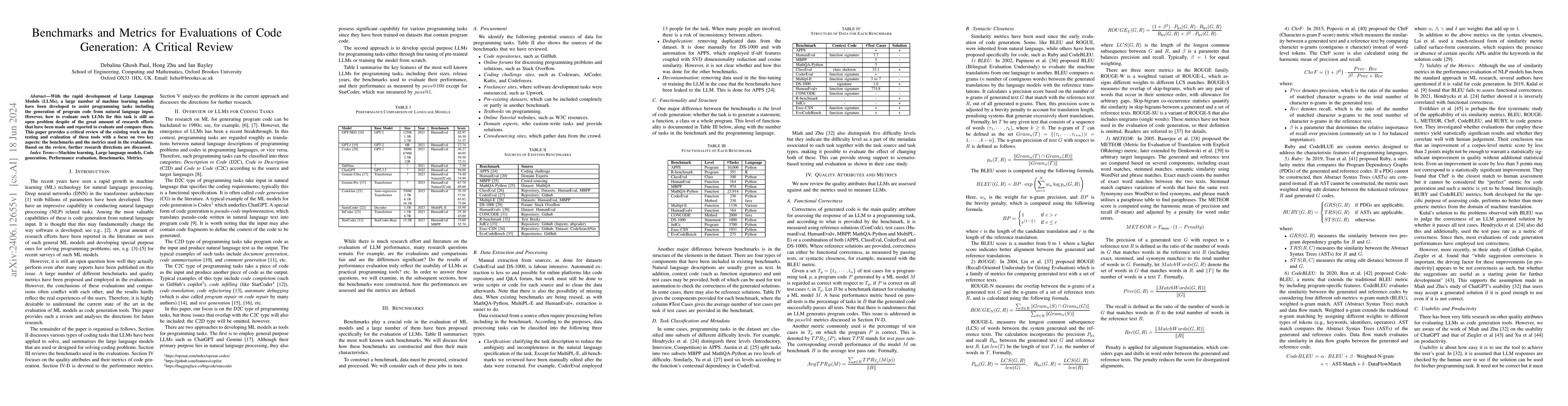 Thumbnail for Benchmarks and Metrics for Evaluations of Code Generation: A Critical
  Review