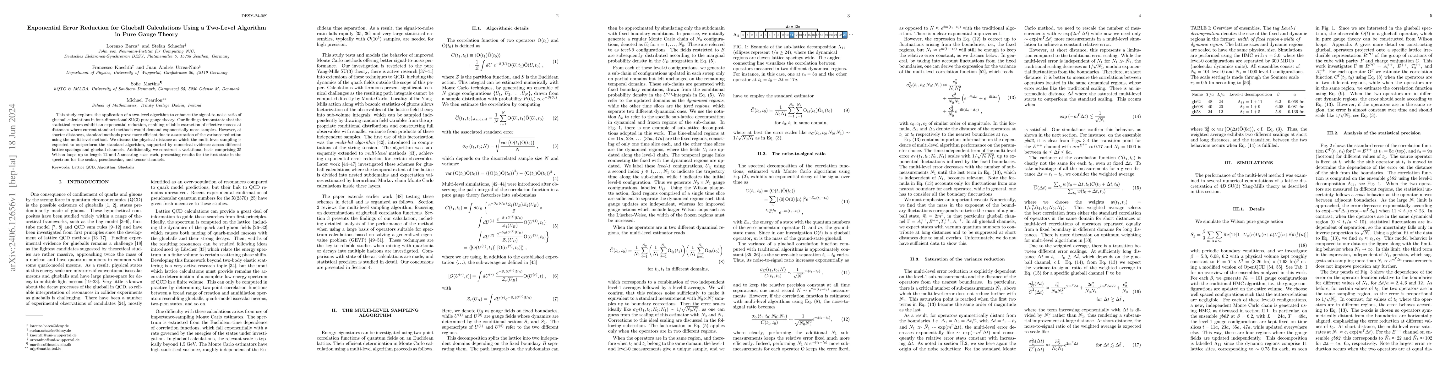Thumbnail for Exponential Error Reduction for Glueball Calculations Using a Two-Level
  Algorithm in Pure Gauge Theory