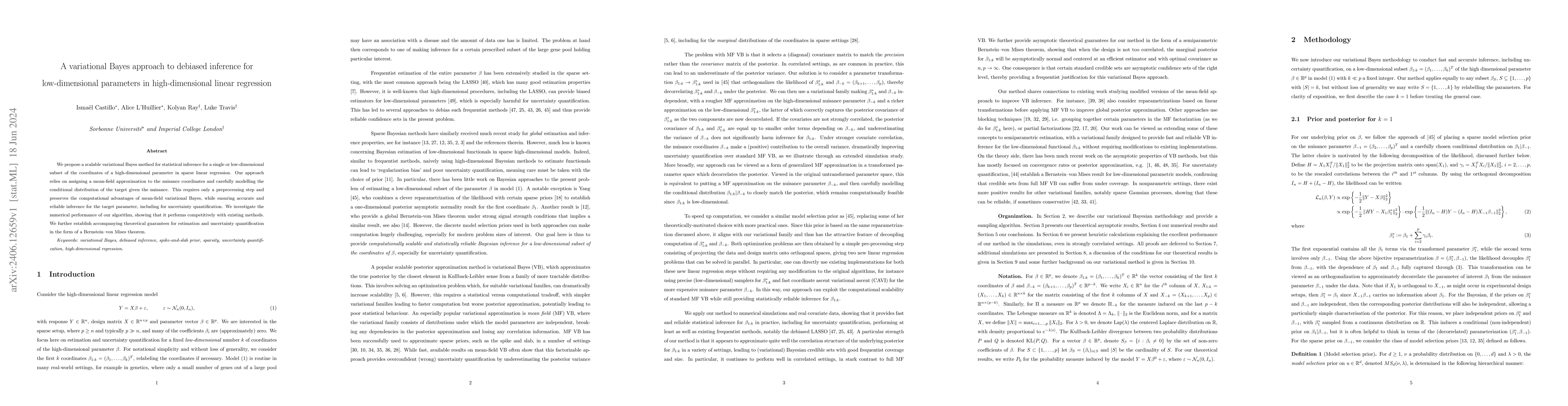 Thumbnail for A variational Bayes approach to debiased inference for low-dimensional
  parameters in high-dimensional linear regression