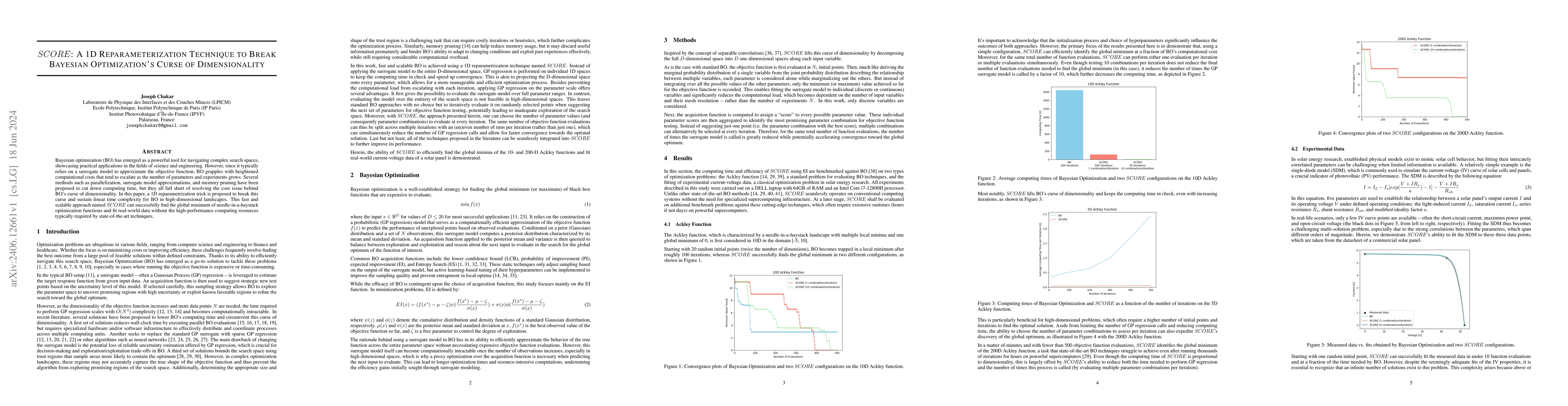 Thumbnail for SCORE: A 1D Reparameterization Technique to Break Bayesian
  Optimization's Curse of Dimensionality