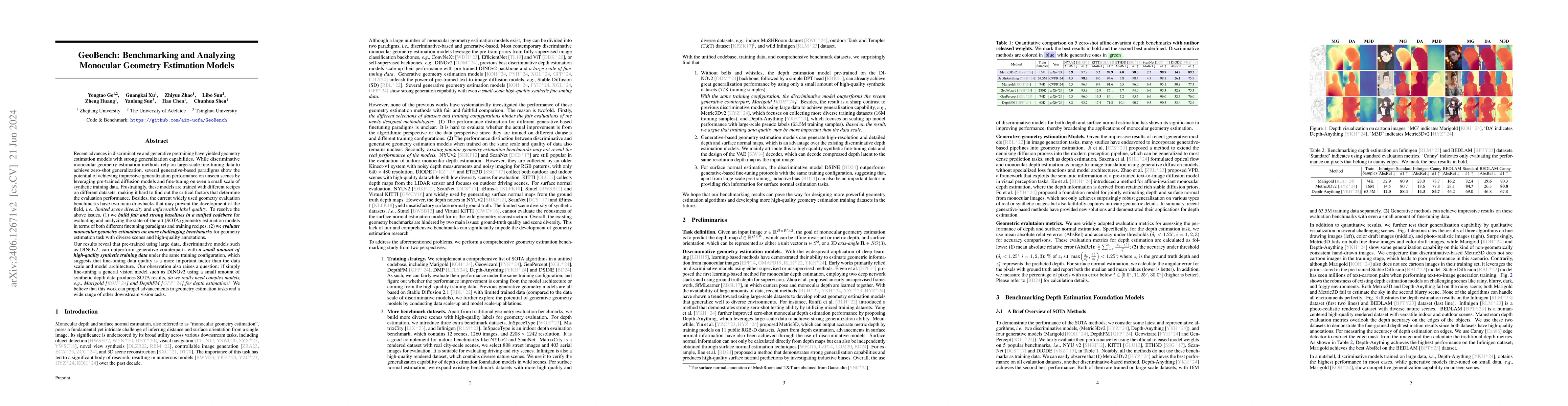 Thumbnail for GeoBench: Benchmarking and Analyzing Monocular Geometry Estimation
  Models
