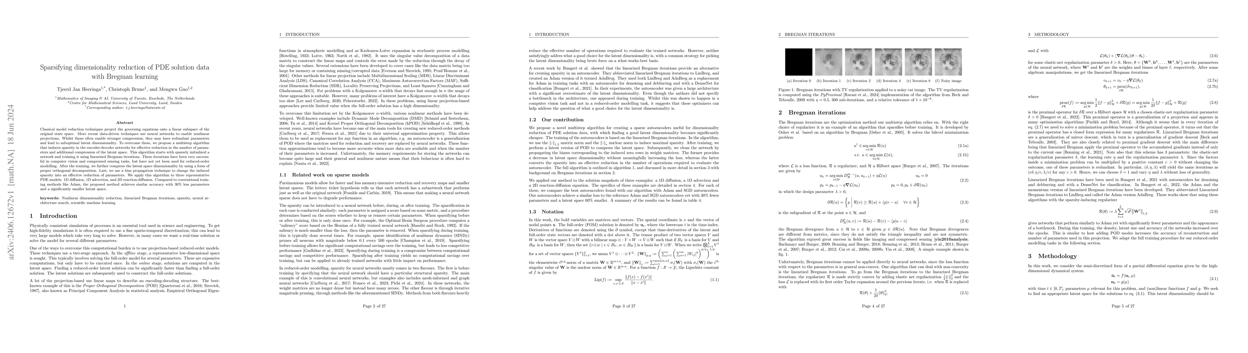 Thumbnail for Sparsifying dimensionality reduction of PDE solution data with Bregman
  learning
