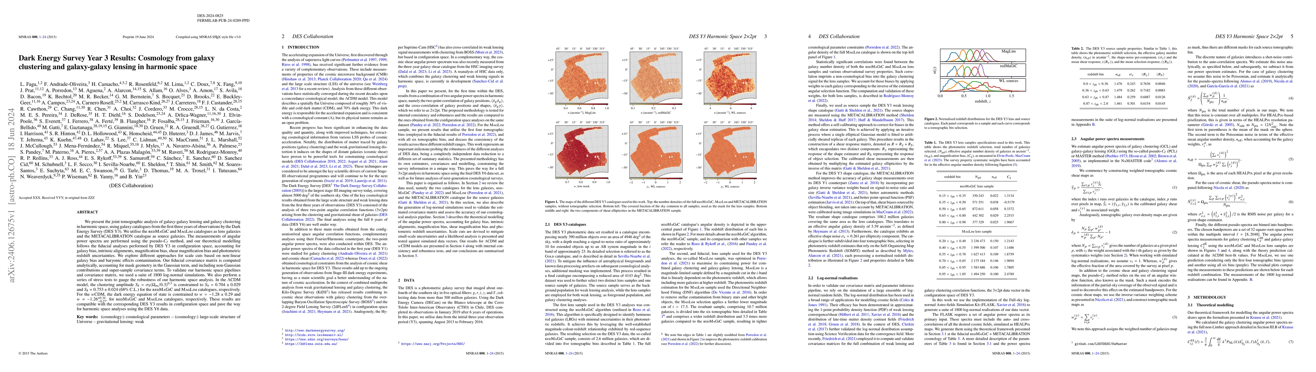 Thumbnail for Dark Energy Survey Year 3 Results: Cosmology from galaxy clustering and
  galaxy-galaxy lensing in harmonic space