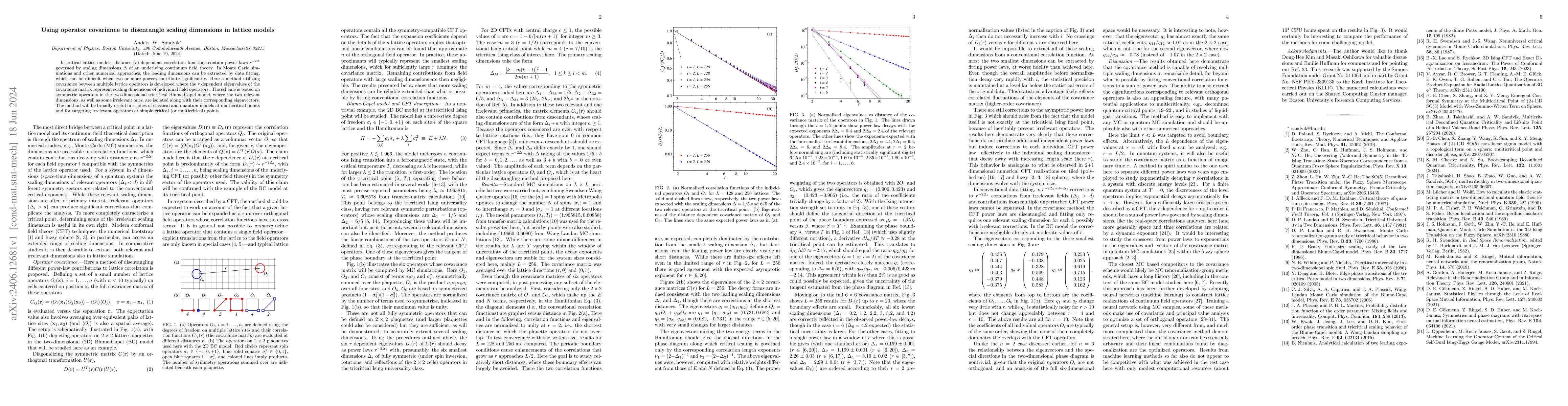 Thumbnail for Using operator covariance to disentangle scaling dimensions in lattice
  models