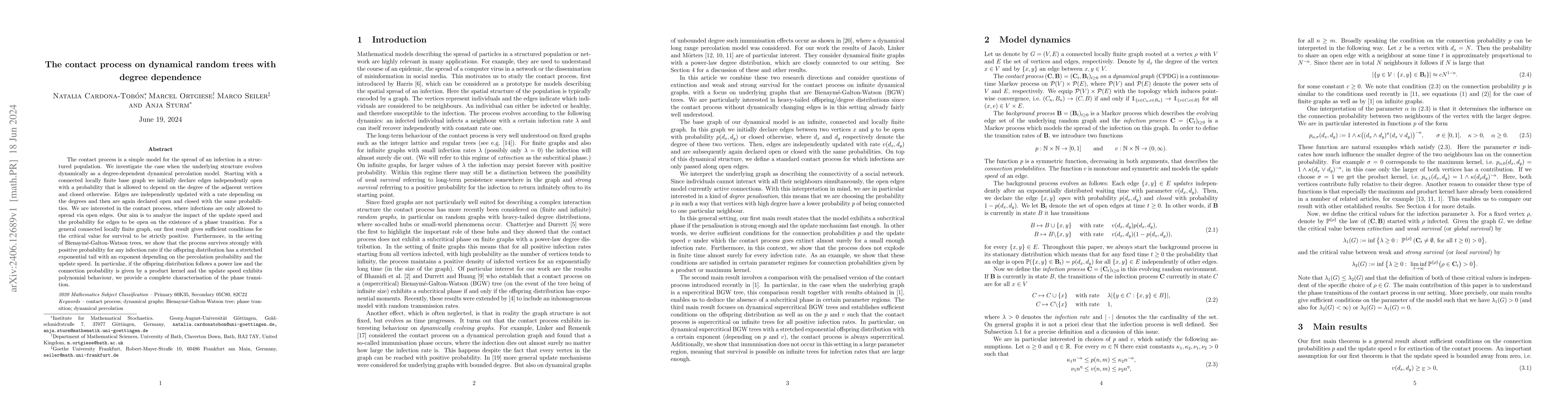 Thumbnail for The contact process on dynamical random trees with degree dependence