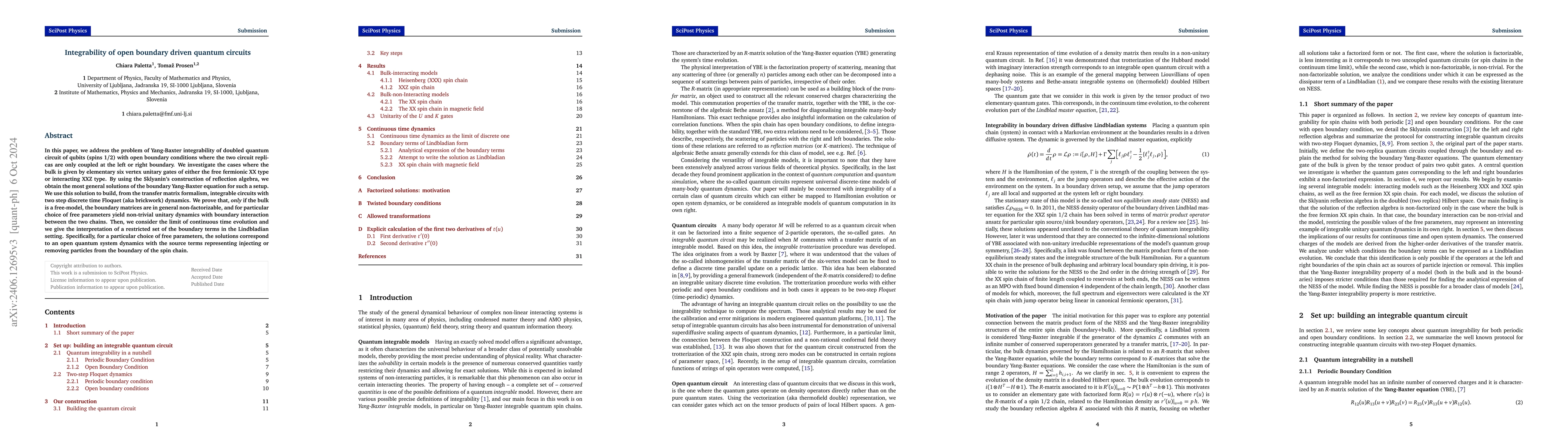 Thumbnail for Integrability of open boundary driven quantum circuits