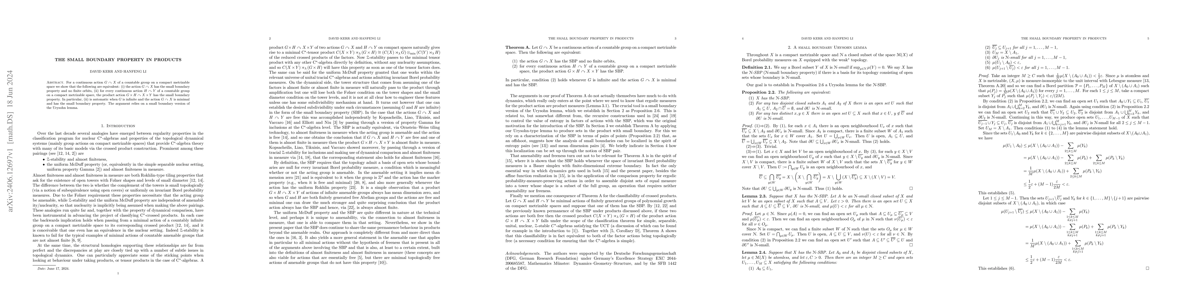 Thumbnail for The small boundary property in products