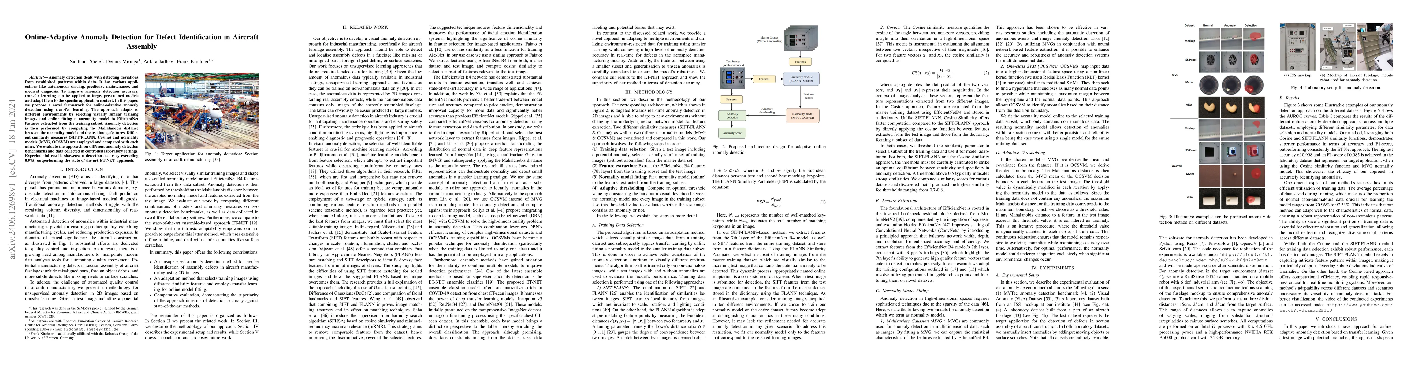 Thumbnail for Online-Adaptive Anomaly Detection for Defect Identification in Aircraft
  Assembly