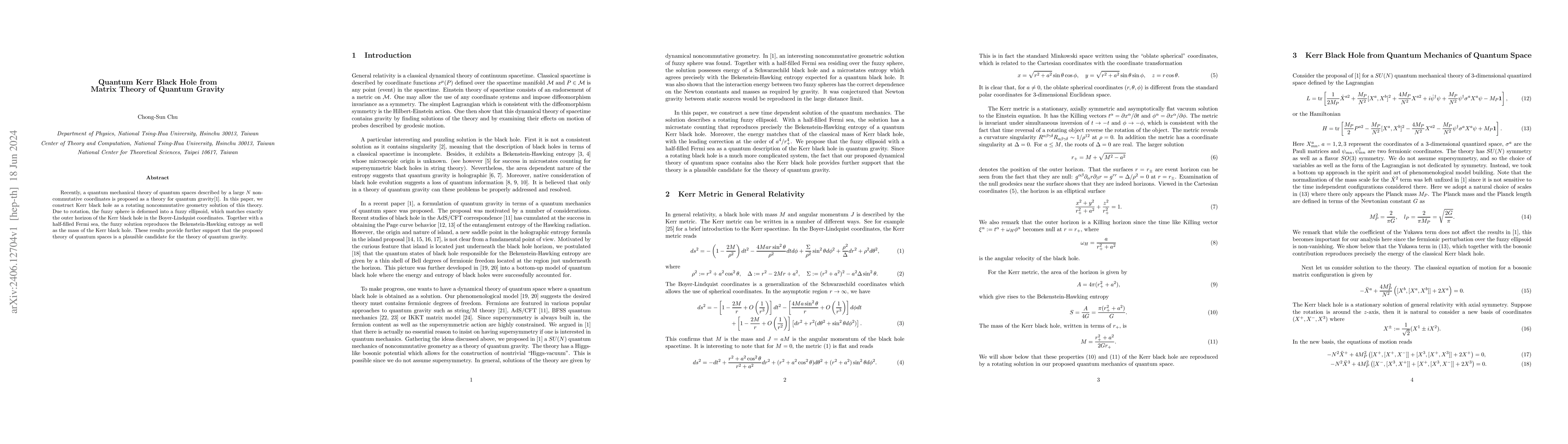 Thumbnail for Quantum Kerr Black Hole from Matrix Theory of Quantum Gravity