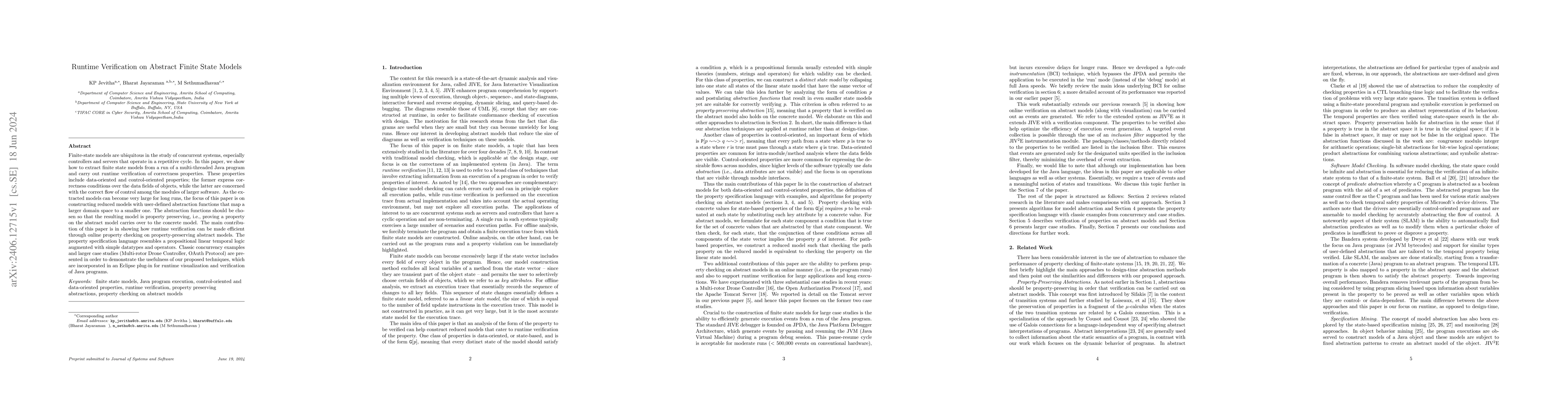 Thumbnail for Runtime Verification on Abstract Finite State Models