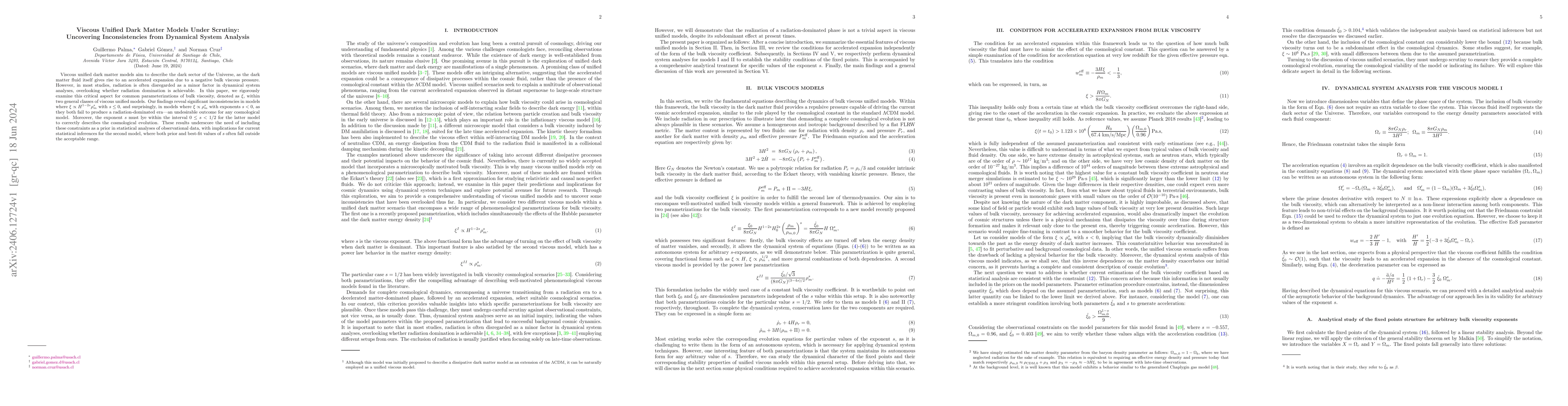 Thumbnail for Viscous Unified Dark Matter Models Under Scrutiny: Uncovering
  Inconsistencies from Dynamical System Analysis