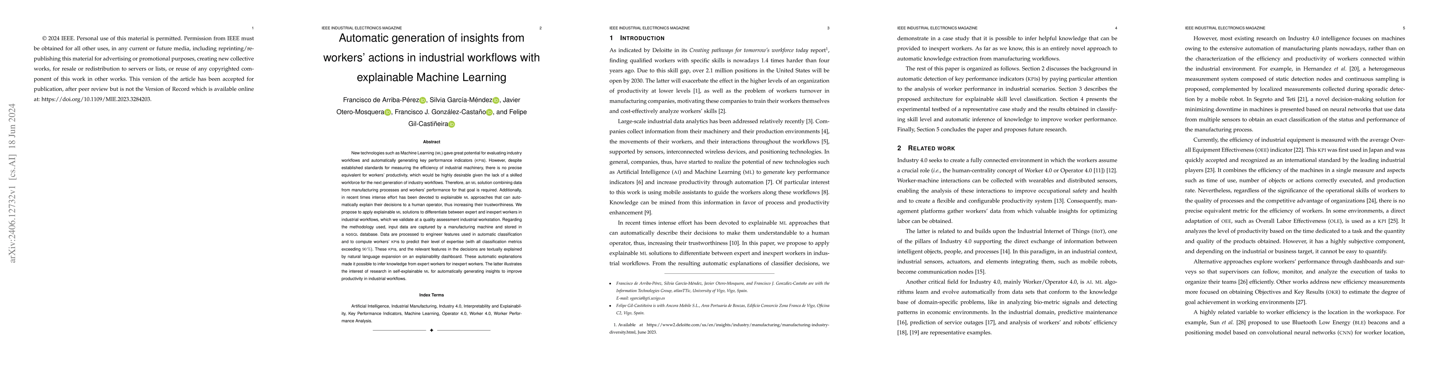 Thumbnail for Automatic generation of insights from workers' actions in industrial
  workflows with explainable Machine Learning