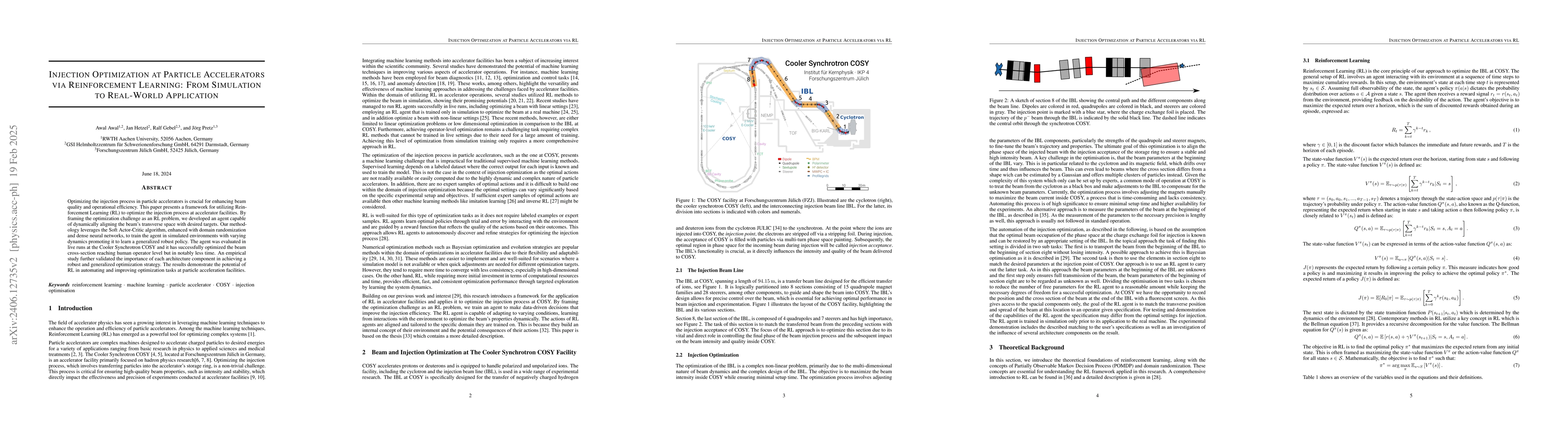 Thumbnail for Injection Optimization at Particle Accelerators via Reinforcement
  Learning: From Simulation to Real-World Application