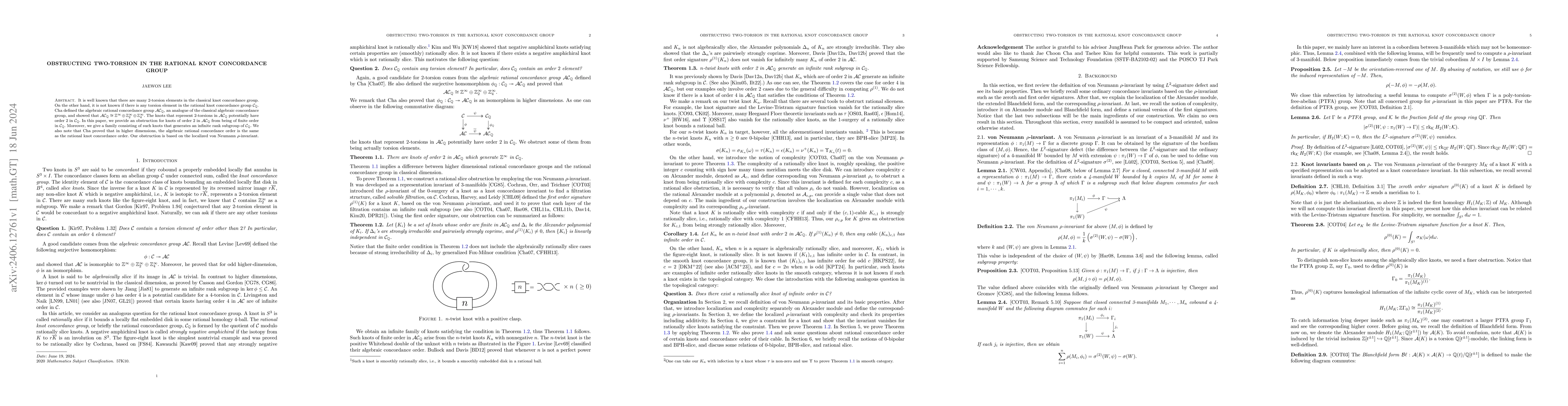 Thumbnail for Obstructing two-torsion in the rational knot concordance group