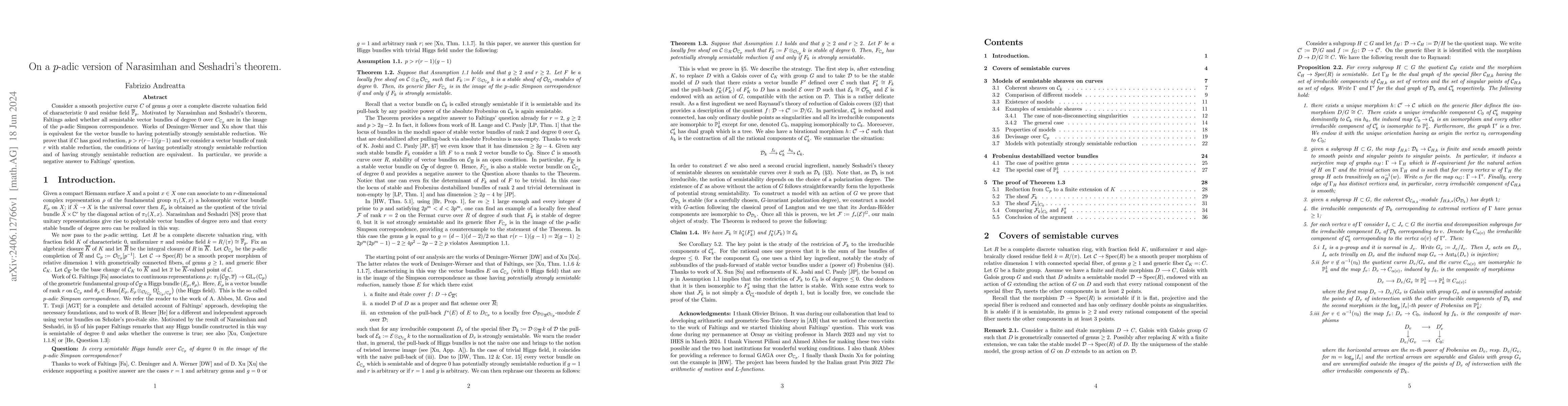 Thumbnail for On a p-adic version of Narasimhan and Seshadri's theorem