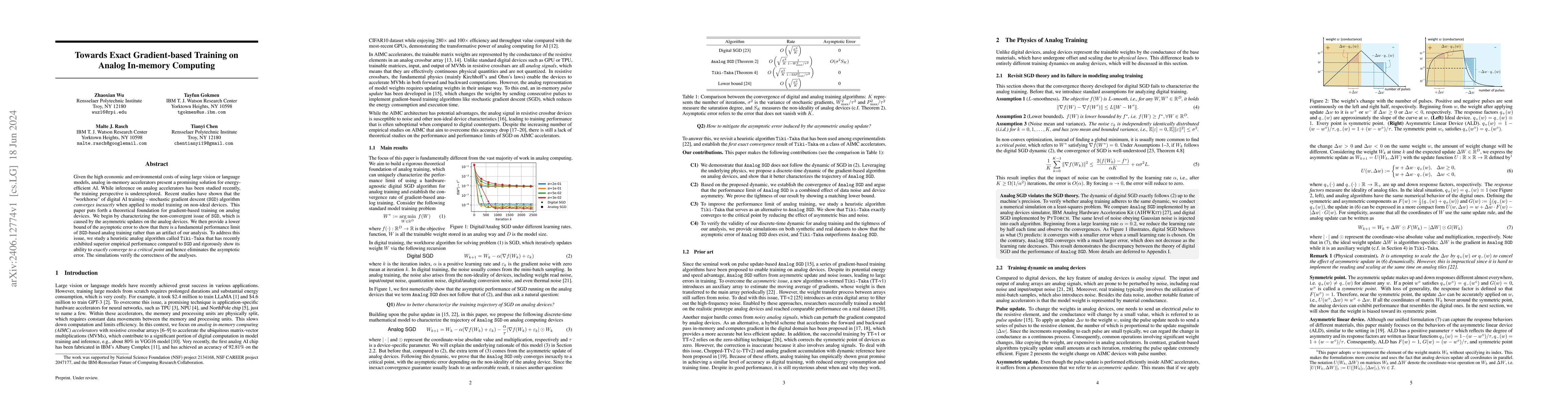 Thumbnail for Towards Exact Gradient-based Training on Analog In-memory Computing