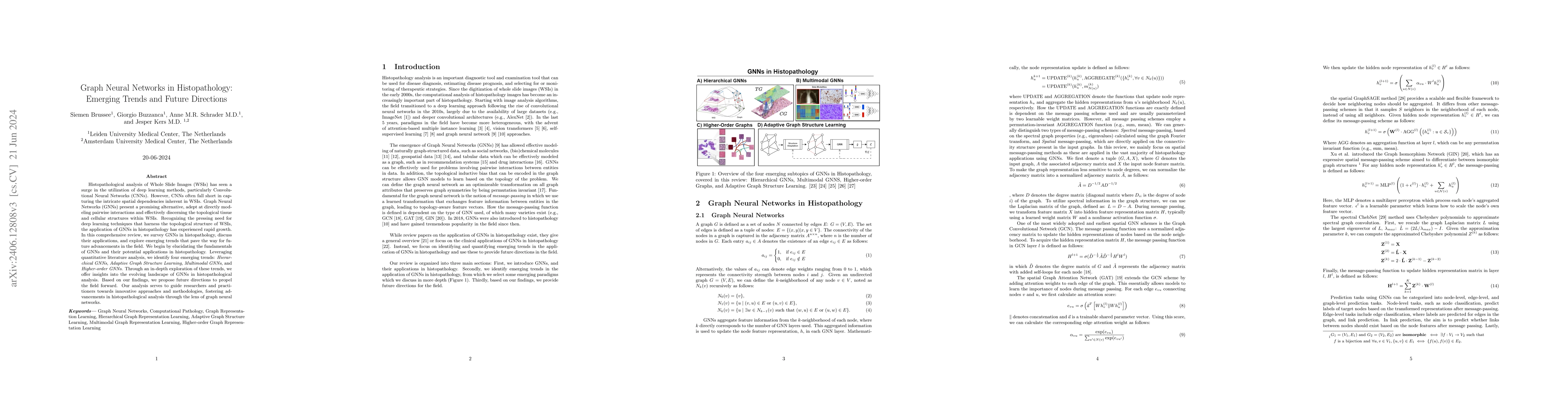 Thumbnail for Graph Neural Networks in Histopathology: Emerging Trends and Future
  Directions